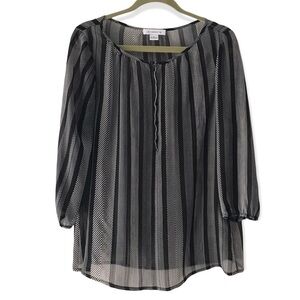 Liz Claiborne Sheer Long Sleeve Boho Blouse Top